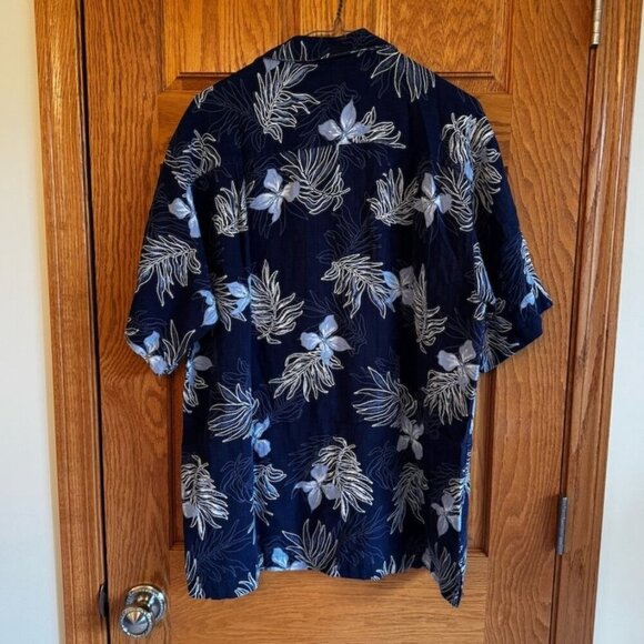 Men's Izod Golf Silk Blue Floral Short Sleeve Button-Up Shirt L Resort Cruise - Picture 2 of 5